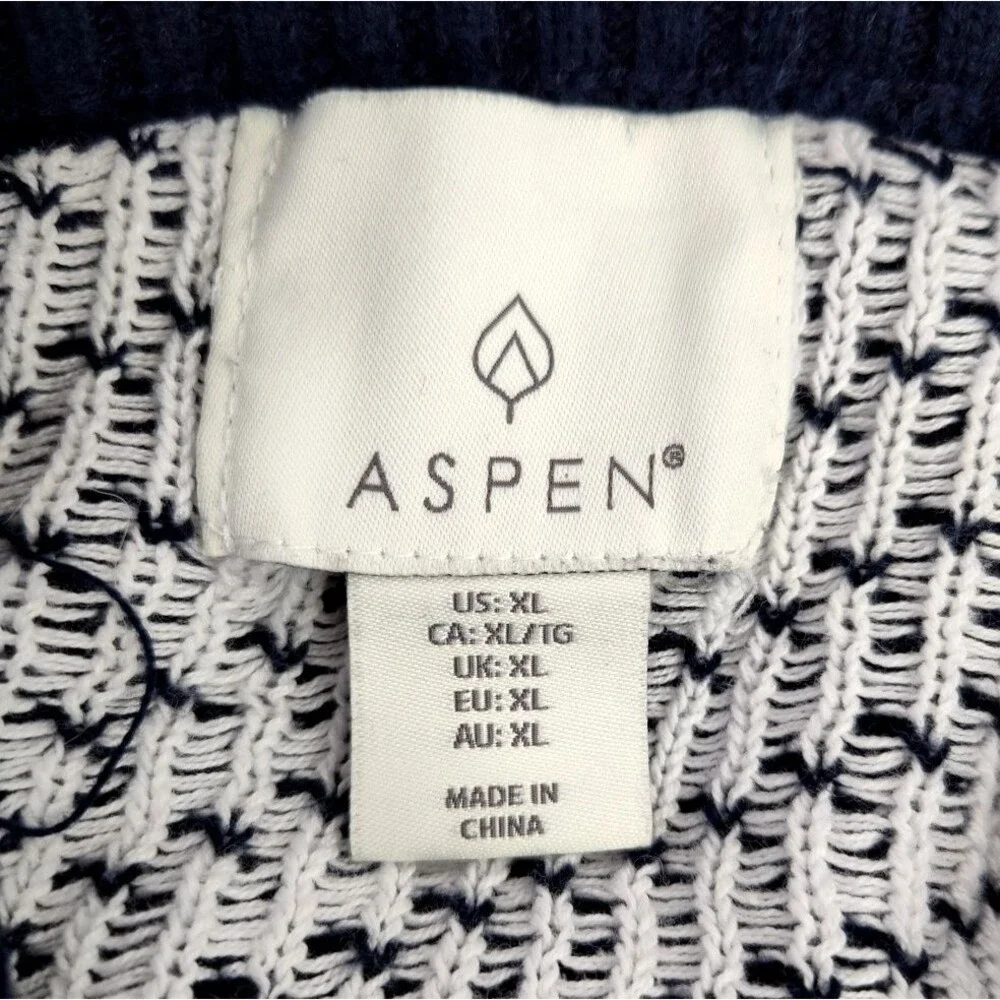 Aspen Christmas Polar Bear Fair Isle Navy Crew Neck Sweater Men's Size XL Large
